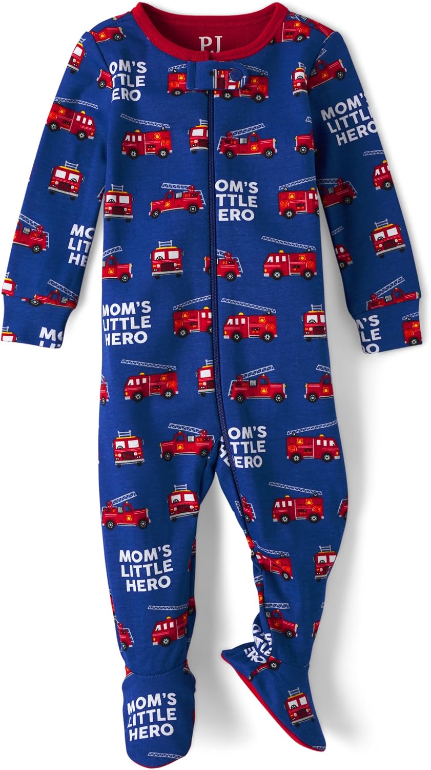 The Children's Place Boys' Long Sleeve 100 Cotton Zip-Front One Piece Footed Pajamas T-Shirt | Premium Quality | Top Rated Comfort