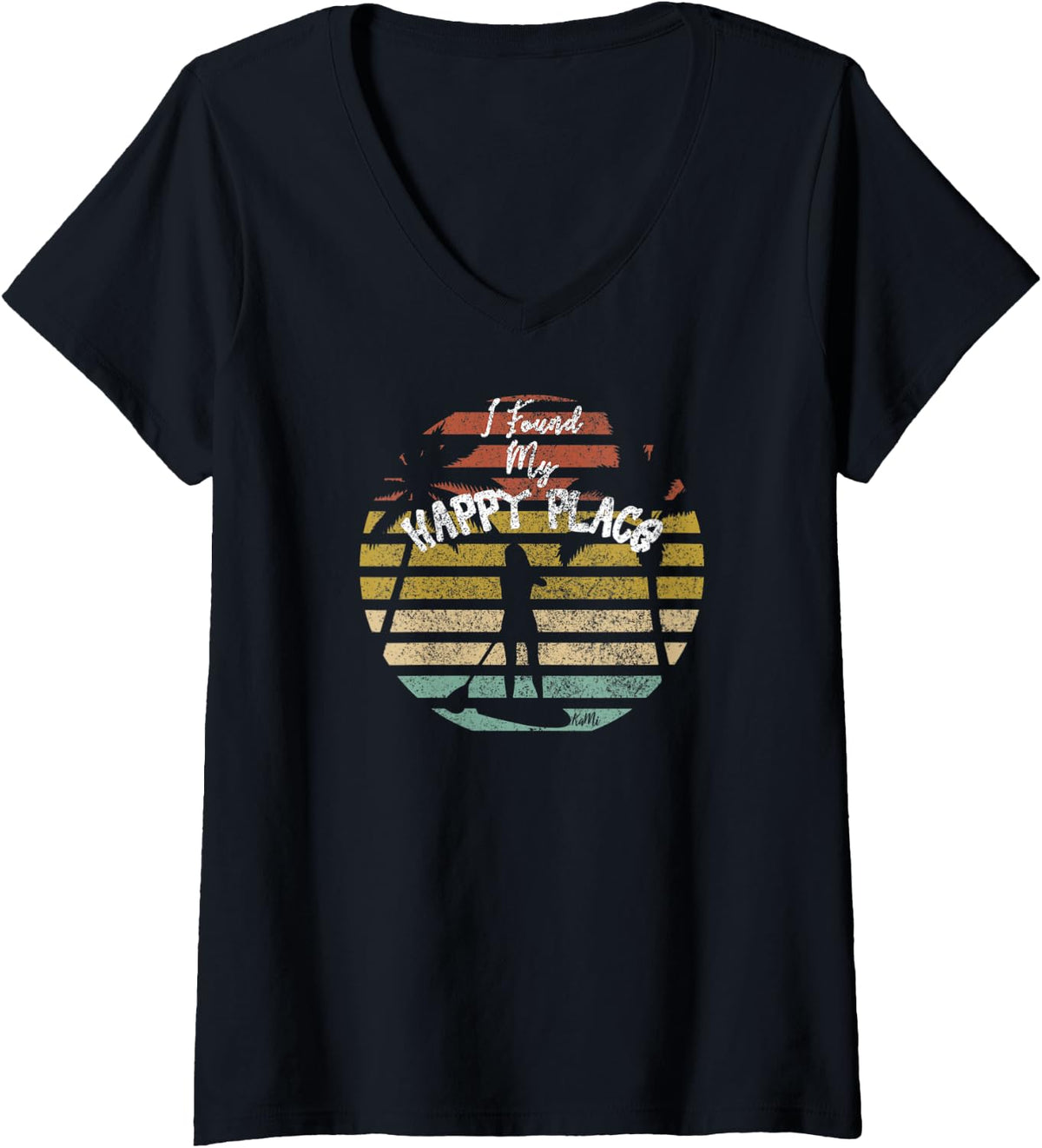 Womens Women Kids SUP Shirt I Found My Happy Place Stand Up Paddle V-Neck T-Shirt | Bestseller Style | Customer Favorite