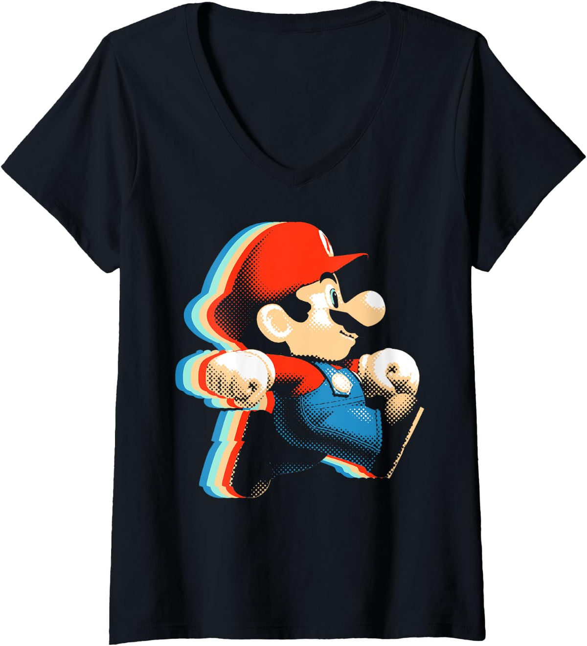 Womens Super Mario Maker Rainbow Glitch Vintage Mario Run Poster V-Neck Apparel | US Viral Style | Must-Have Style