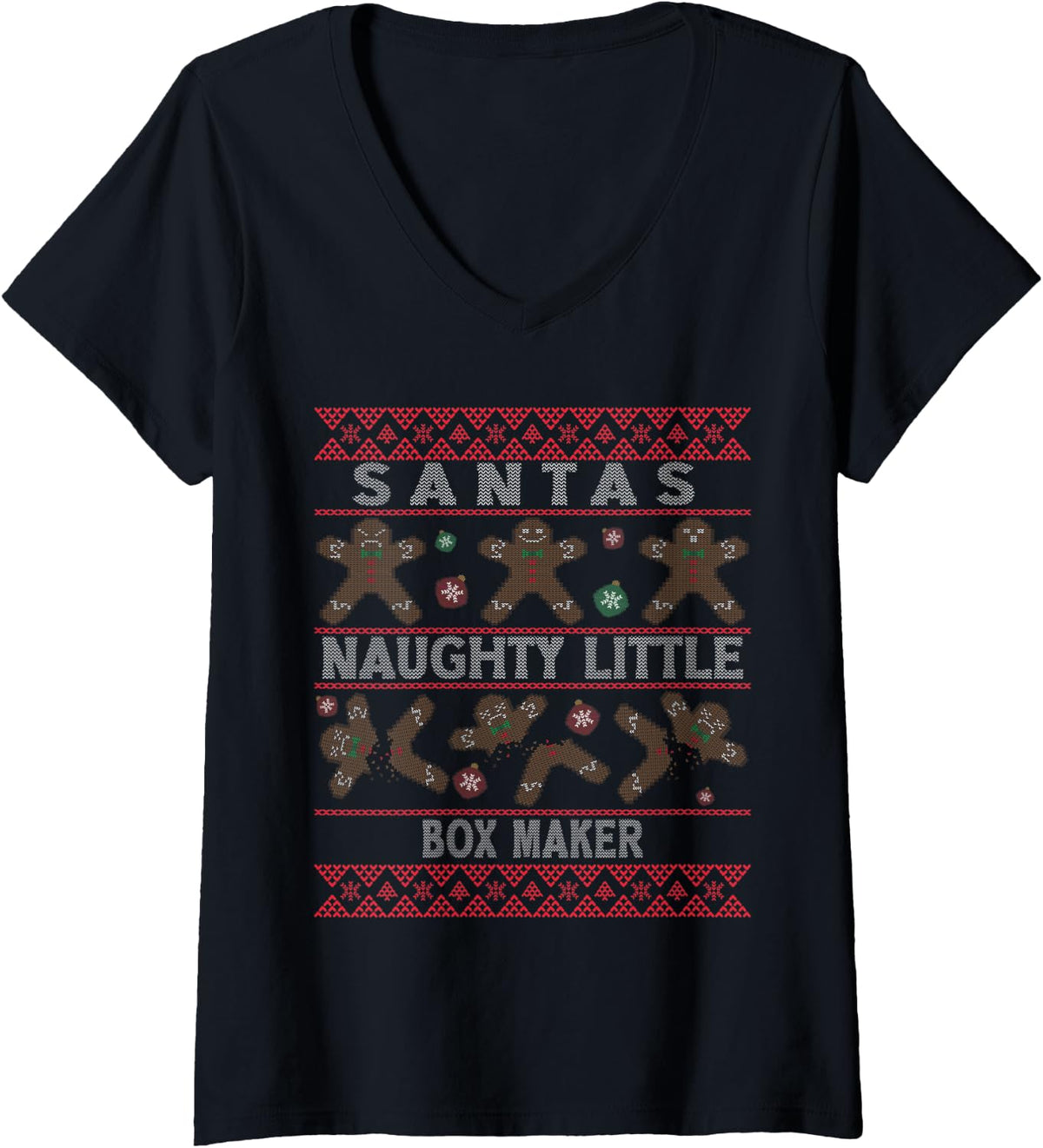 Womens Ugly Christmas Xmas Santa Box Maker Job V-Neck Apparel | High Search Volume | Comfort Daily Wear