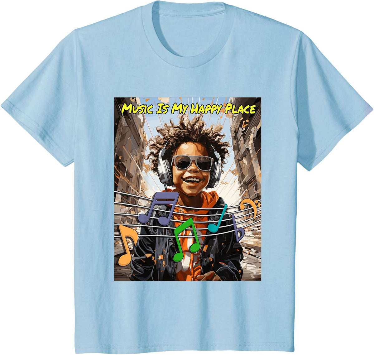 Kids Music Is My Happy Place Music Lover Kids Musical Magic Apparel | Bestseller Style | Perfect Gift Choice
