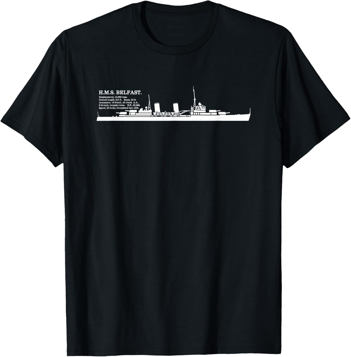 HMS Belfast British WW2 Cruiser Ship Infographic Apparel | Best Seller Pick | Must-Have Style