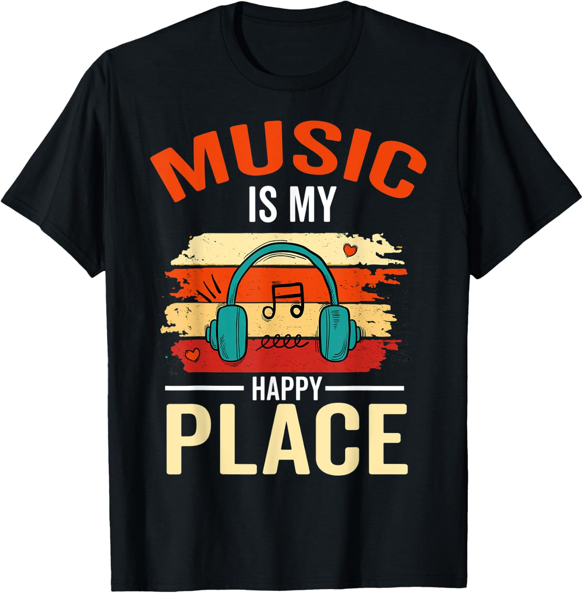 Retro Old Headphones Listen LP Music Is My Happy Place Apparel | Premium Quality | Aesthetic Casual Look