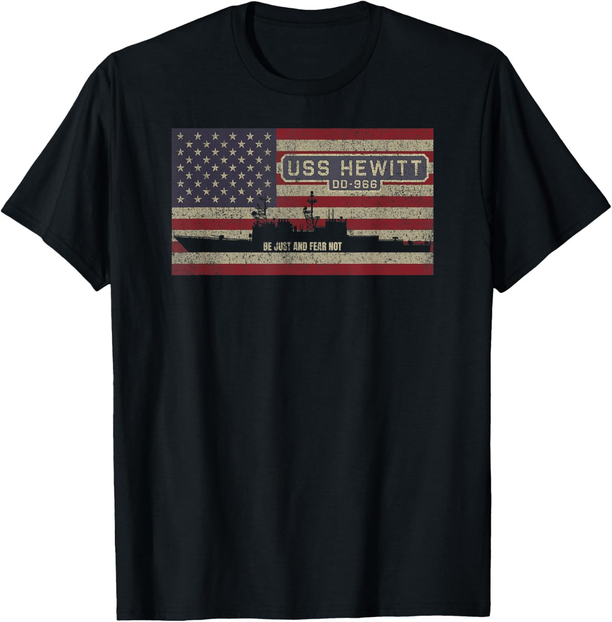 USS Hewitt DD-966 Destroyer Ship USA American Flag Apparel | Premium Quality | Aesthetic Fit