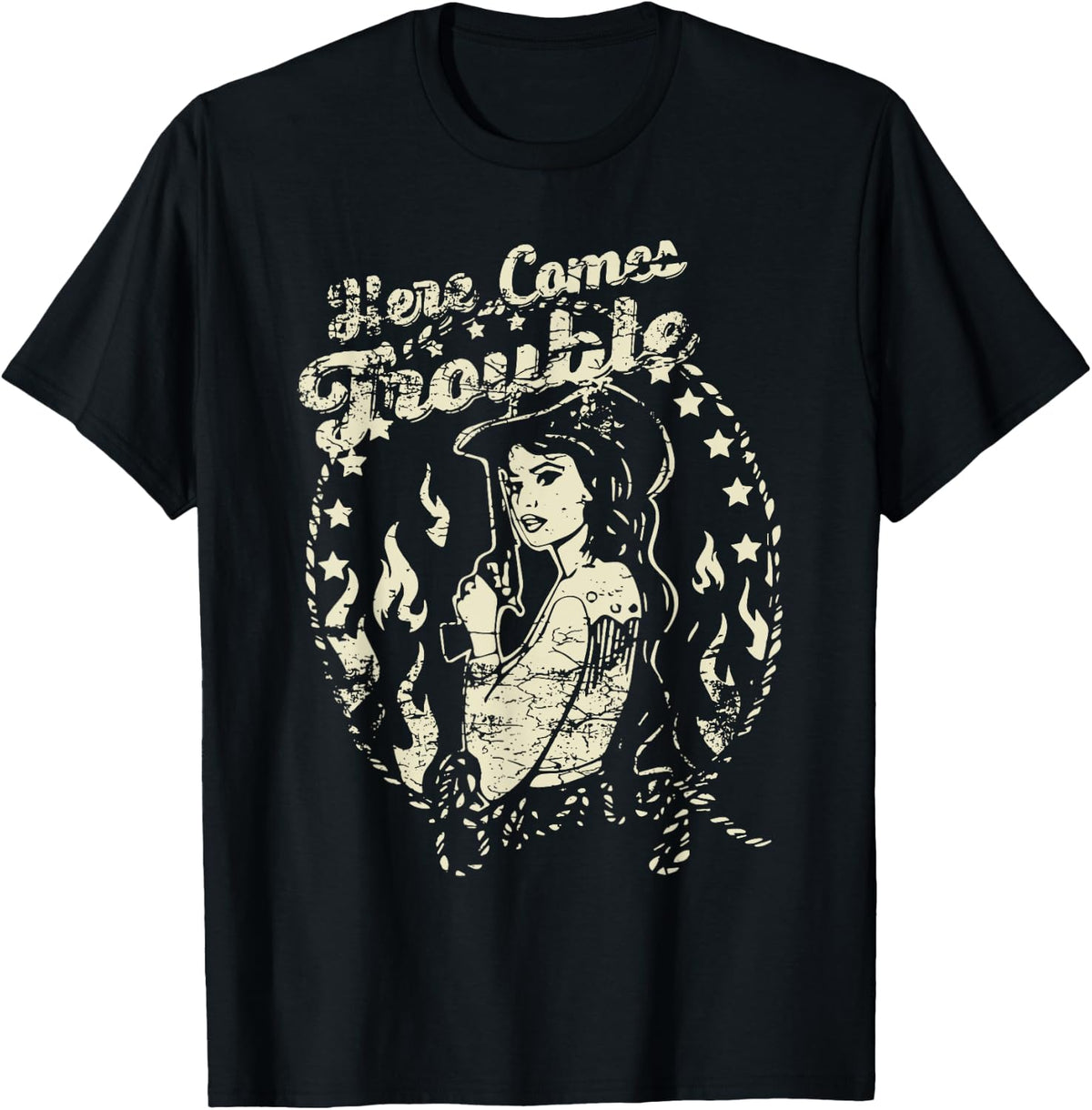 Here Comes Trouble Funny Troublemaker Cowgirls Apparel | Trending 2025 | Comfort Daily Wear