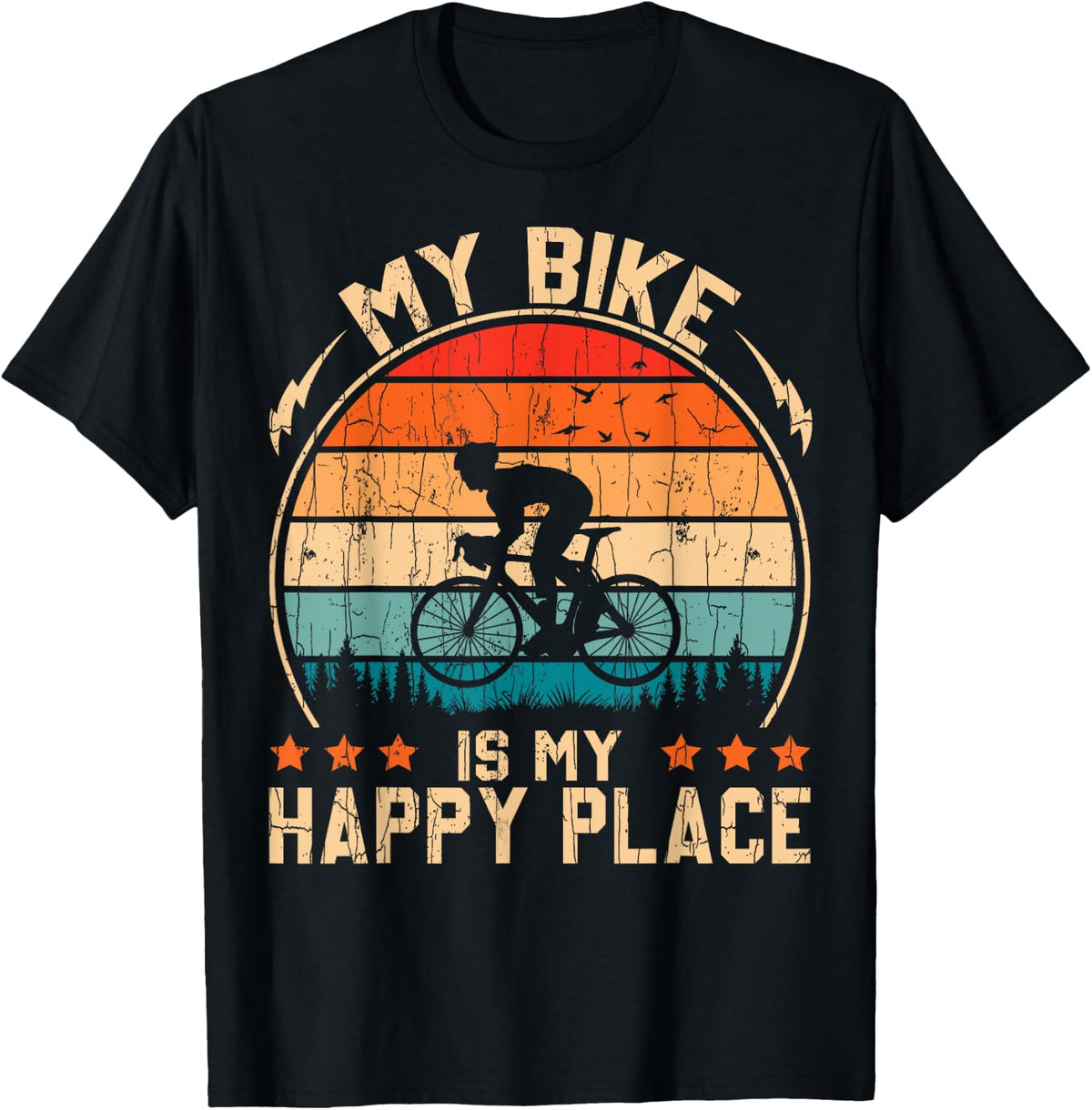 My Bike is My Happy Place Funny Cyclist Bike Apparel | High Search Volume | Daily Wear Essential