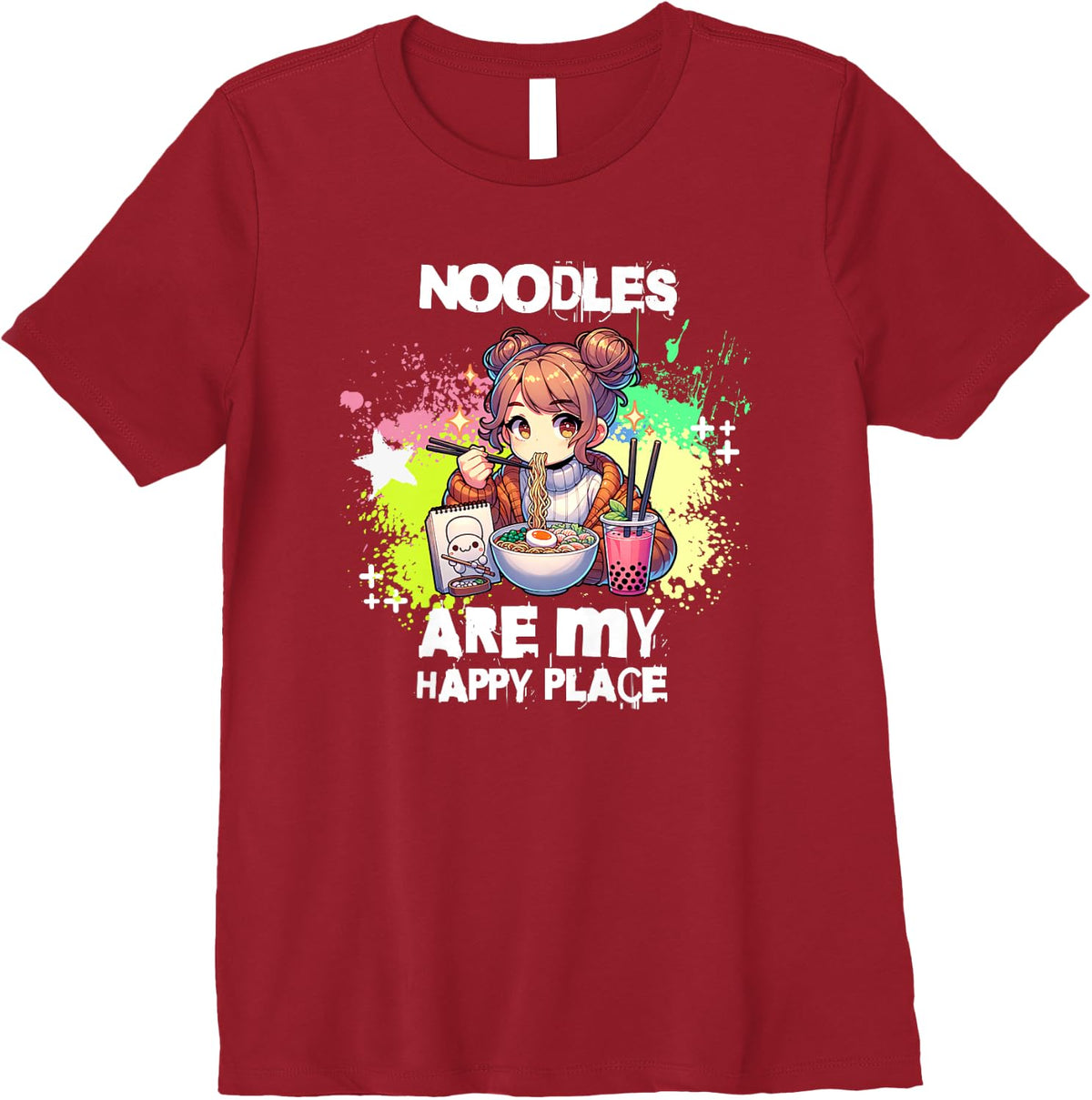 Noodles Are My Happy Place Anime Girl Loves Ramen Premium Apparel | Bestseller Style | Aesthetic Casual Look